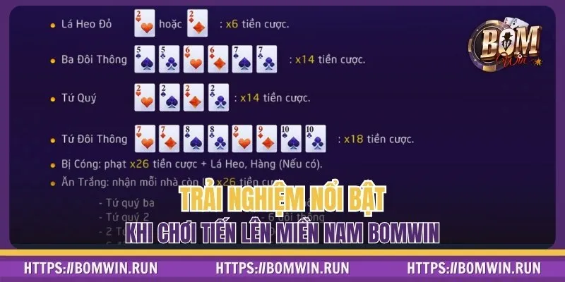 Trải nghiệm nổi bật khi chơi tiến lên miền Nam BOMWIN